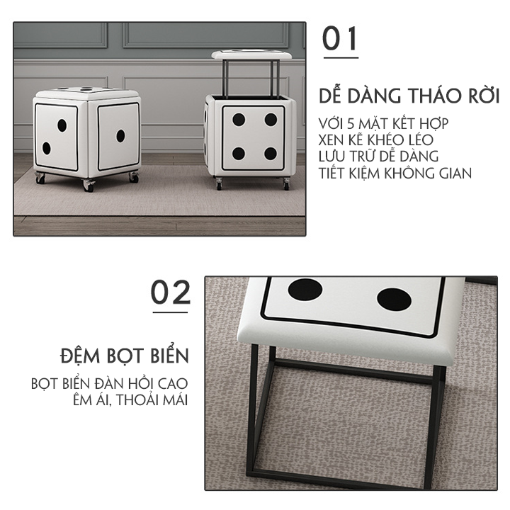 Ghế đơn hình khối rubik xếp hình, Ghế lập phương, Ghế sofa xếp hình gấp gọn 5 trong 1