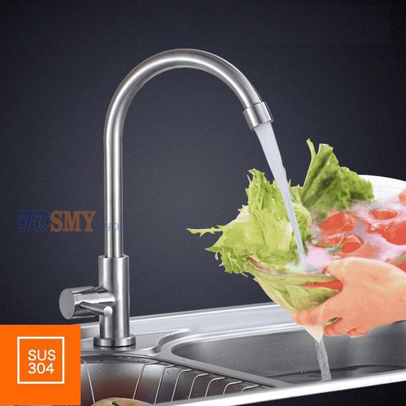 Vòi rửa chén, bát lạnh cần cứng tròn Inox 304 CLI01-2 phi 18