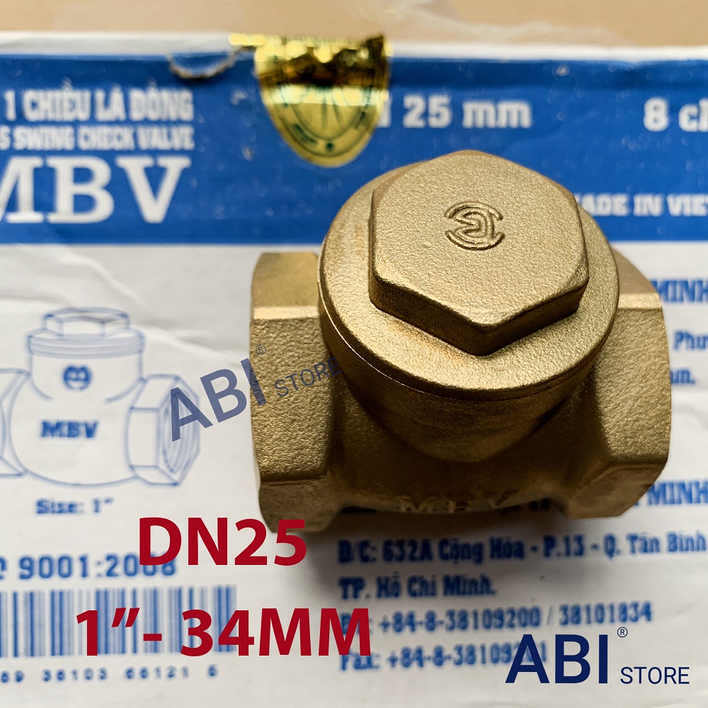 Van 1 chiều lá lật MBV dn15(1/2''), dn20(3/4''), dn25(1'') đồng cao cấp