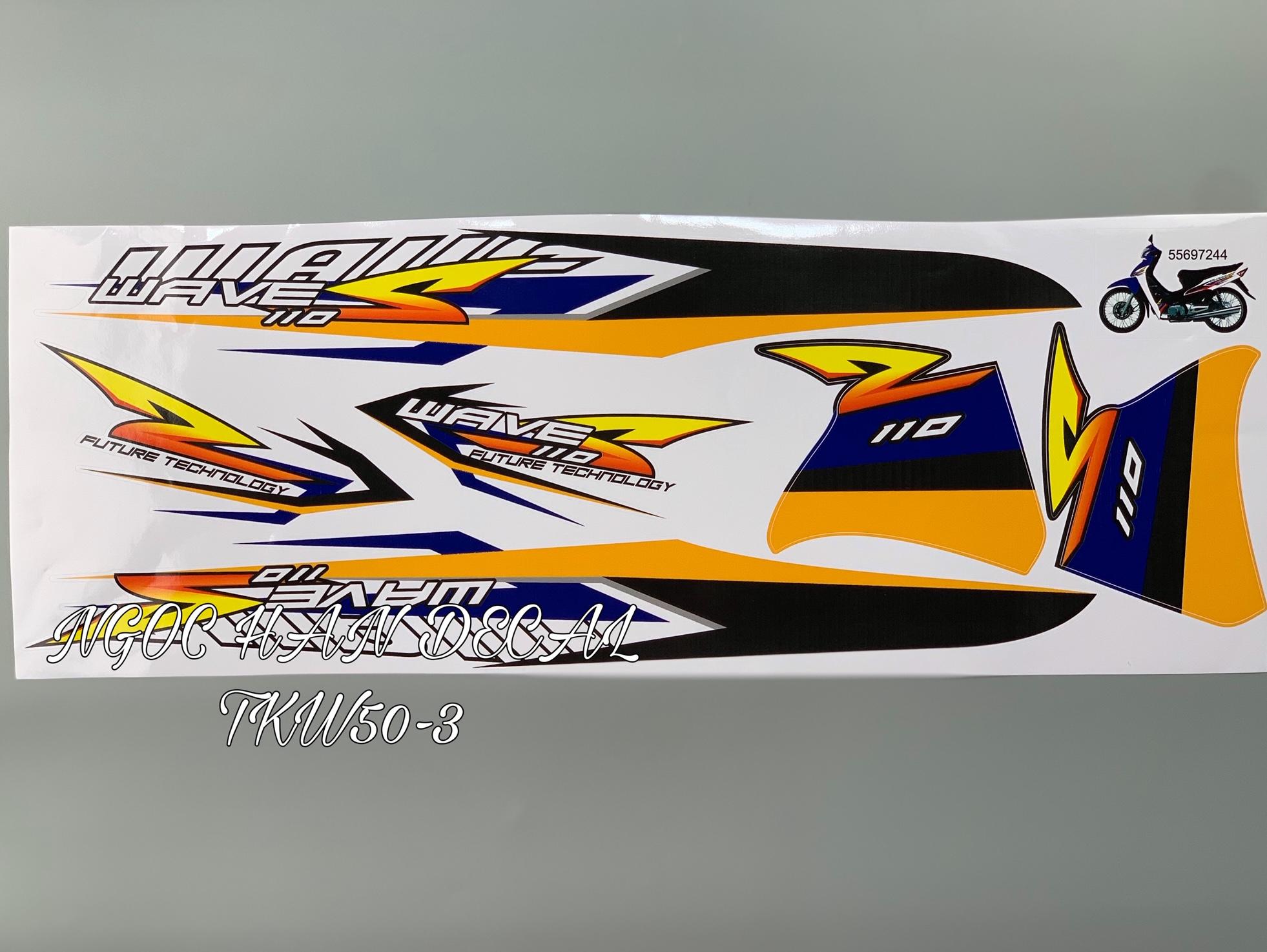 [HCM]Tem chế nguyên bộ Future technology màu vàng cho Wave alpha -- NGỌC HÂN DECAL