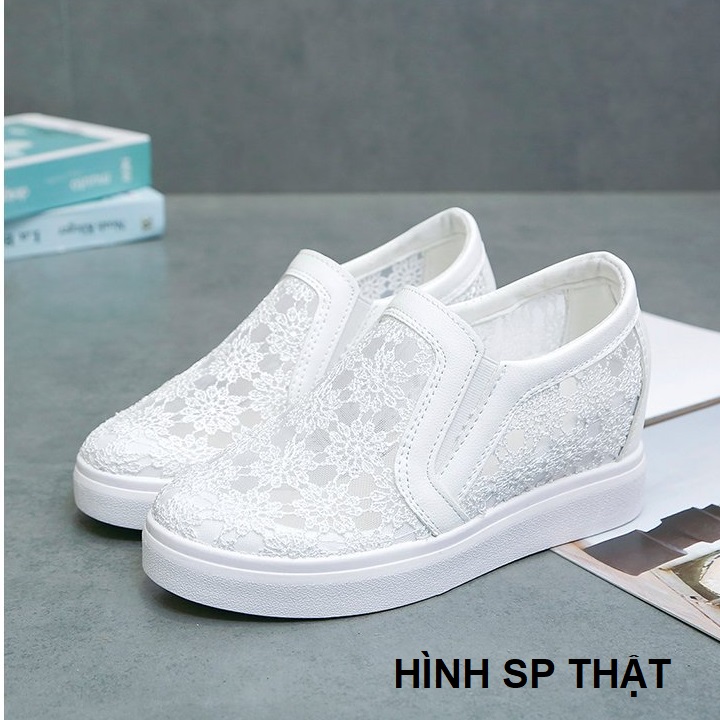 [HCM][CHẤT LƯỢNG] Giày độn đế nữ giày slip on nữ đế độn lưới ren hoa V10 S080 Cỏ Boutique êm chân hàng loại 01. đi làm đi học đi chơi thông thoáng