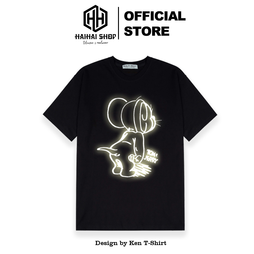 Áo Thun Phản Quang Chuột Jerry Phom Rộng Unisex HaiHaiShop Ken T-Shirt
