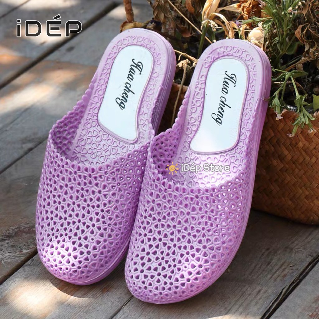 Dép Sục nhựa dẻo Nữ đục lỗ êm chân chống trơn trượt đi trong nhà thời trang mùa hè SL005 - iDép HCM