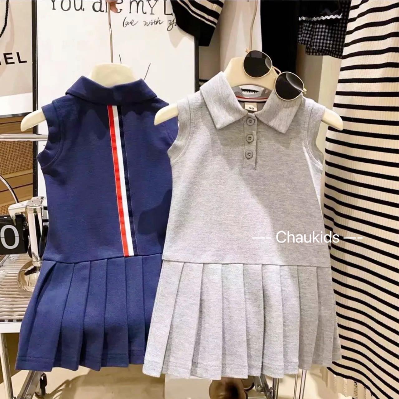 (10-30kg) Váy Polo Sát Nách Đuôi Cá Xếp Ly Cho Bé Gái