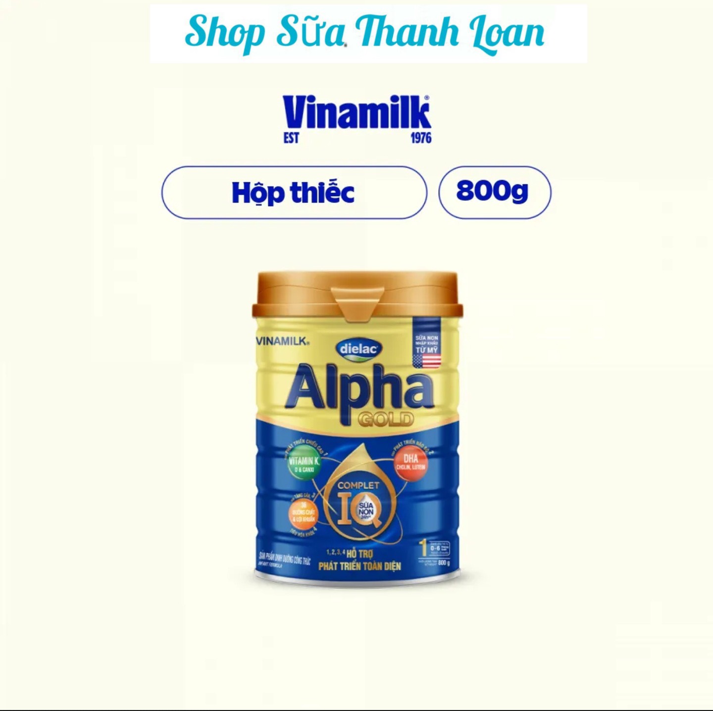 (Mẫu Mới) Sữa Bột Vinamilk Dielac Gold 1 800g.