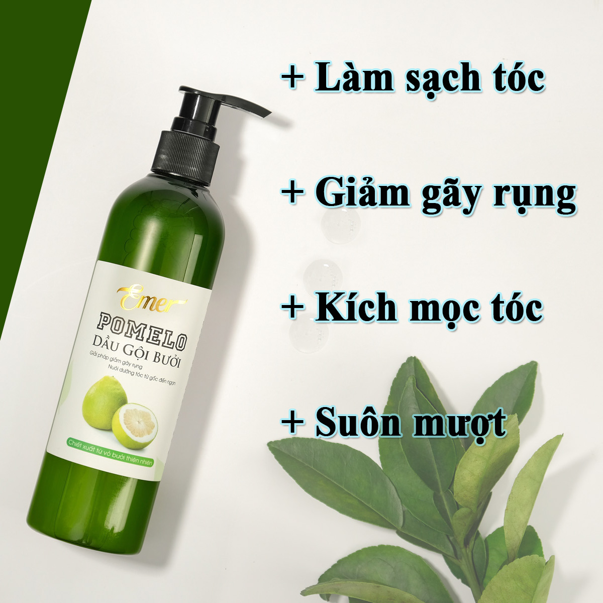 Dầu gội bưởi kích mọc tóc Pomelo Emer 300ml làm sạch tóc và da đầu nuôi dưỡng tóc từ gốc đến ngọn giảm rụng tóc kích mọc tóc nhanh hơn