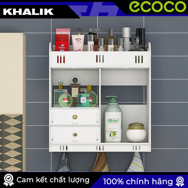Tủ, kệ để đồ mỹ phẩm, nhà tắm đa năng treo tường không cần khoan đục bằng gỗ nhựa P01 - Kiểu Hàn Quốc