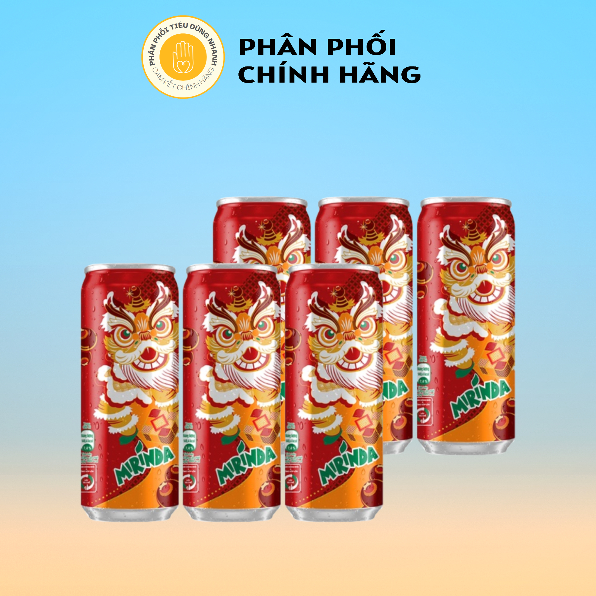 Lốc 6 lon nước ngọt Mirinda đá me 330ml