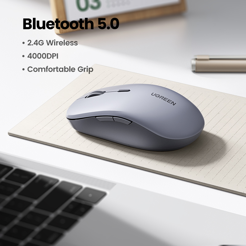 UGREEN Bluetooth 2.4G Wireless Ergonomic Silent Mouse 4000DPI for MacBook Tablet Laptop Computer Desktop PC Model: 25992