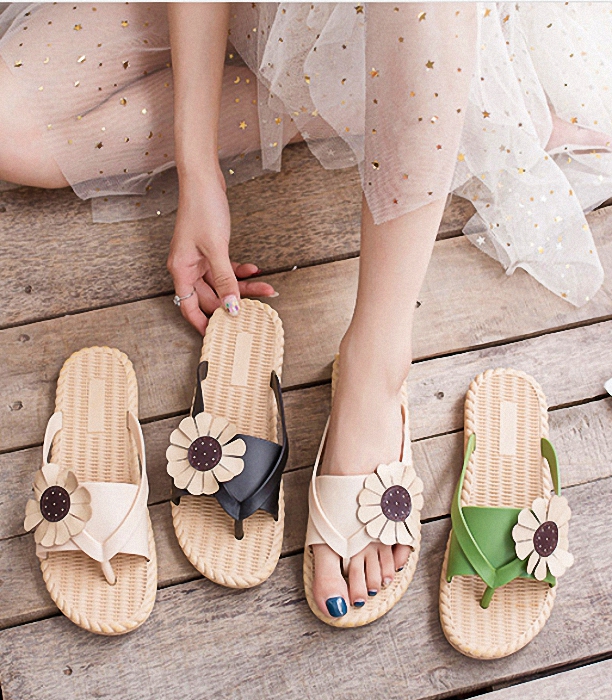 Dép nữ đính hoa, đế vân cói Dep112