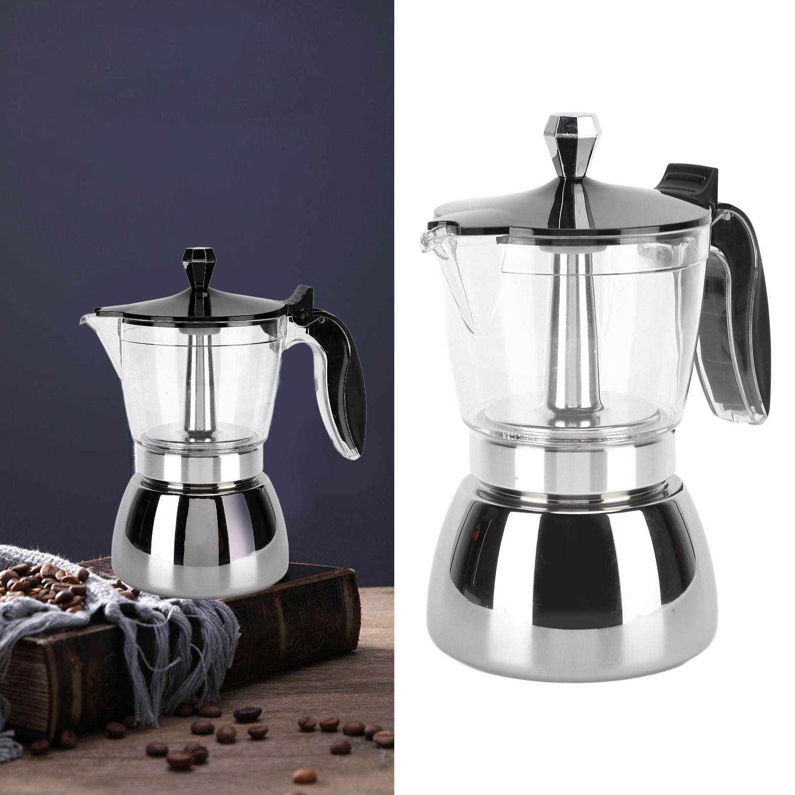 Bình pha cà phê bằng thép không gỉ Moka Pot gia dụng để pha cà phê
