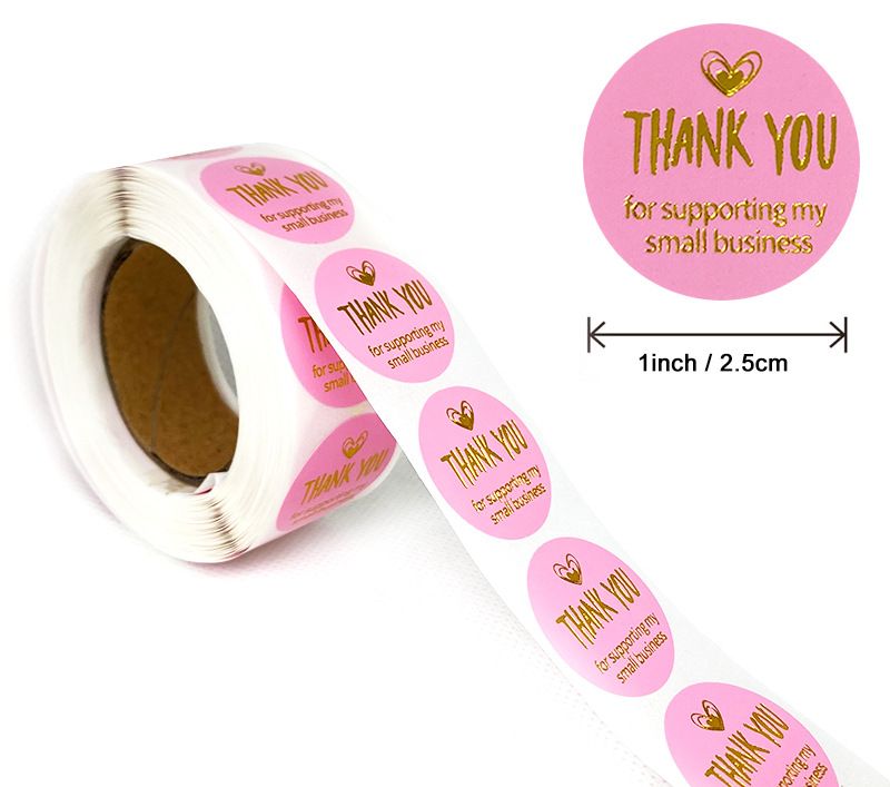Cuộn 500 Sticker chữ vàng "Thank You" - Tem giấy dán "Cảm ơn" 2.5cm - Văn Phòng Phẩm Sáng Tạo - Selenshop