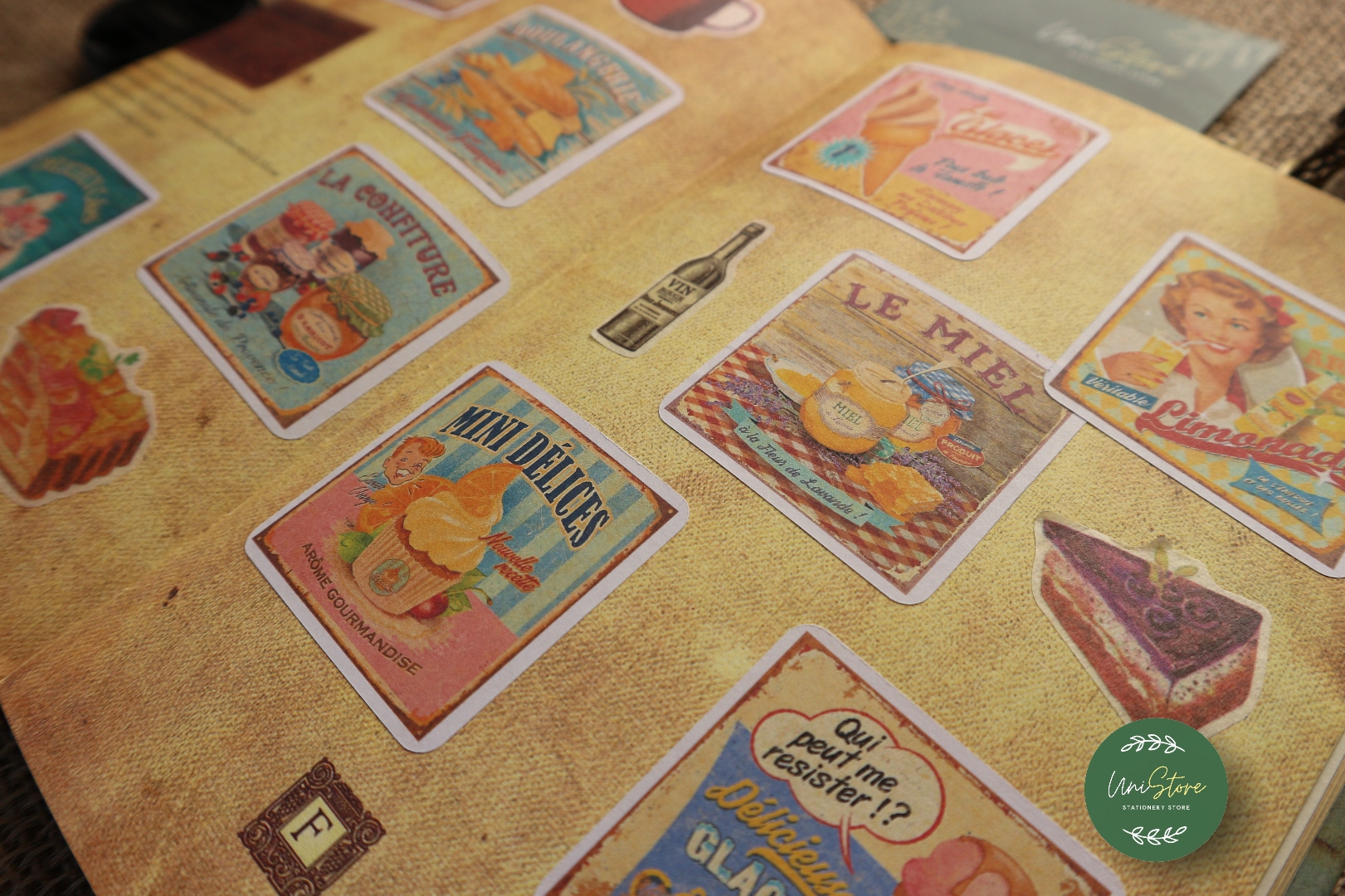 set 2 tờ sticker phong cách cổ điển - sticker retro - uni002