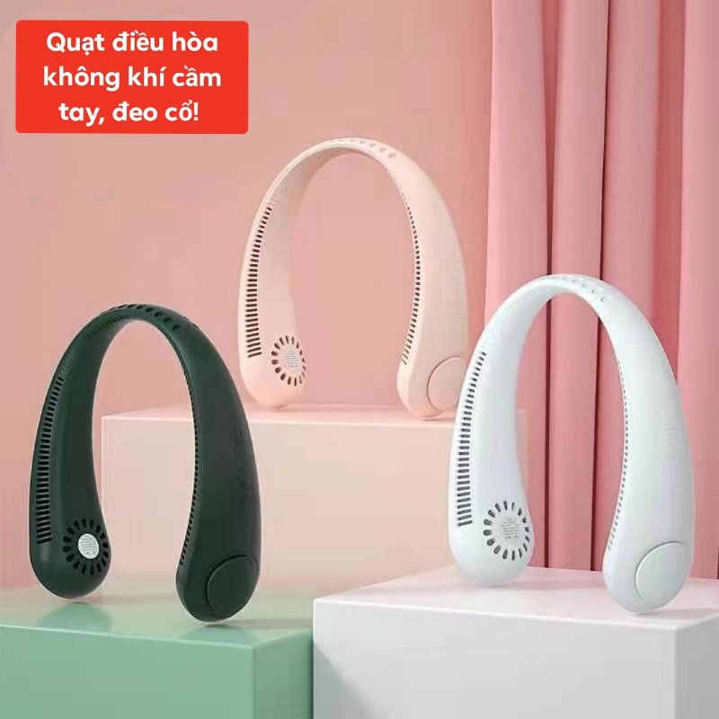Quạt đeo cổ mini không cánh thổi 360 độ có 3 chế độ gió