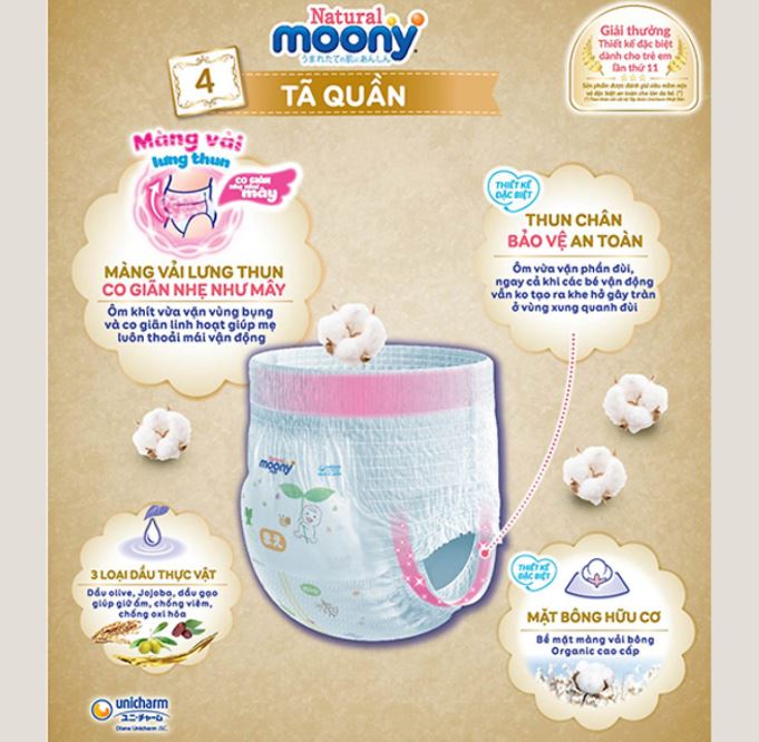 Combo 2 Tã Quần MOONY NATURE Nội địa Nhật size L36 (36 Miếng)