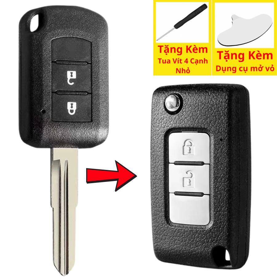 [Giá hủy diệt] Vỏ chìa khóa độ gấp xe Mitsubishi Xpander Attrage Mirage Triton Pajero V55