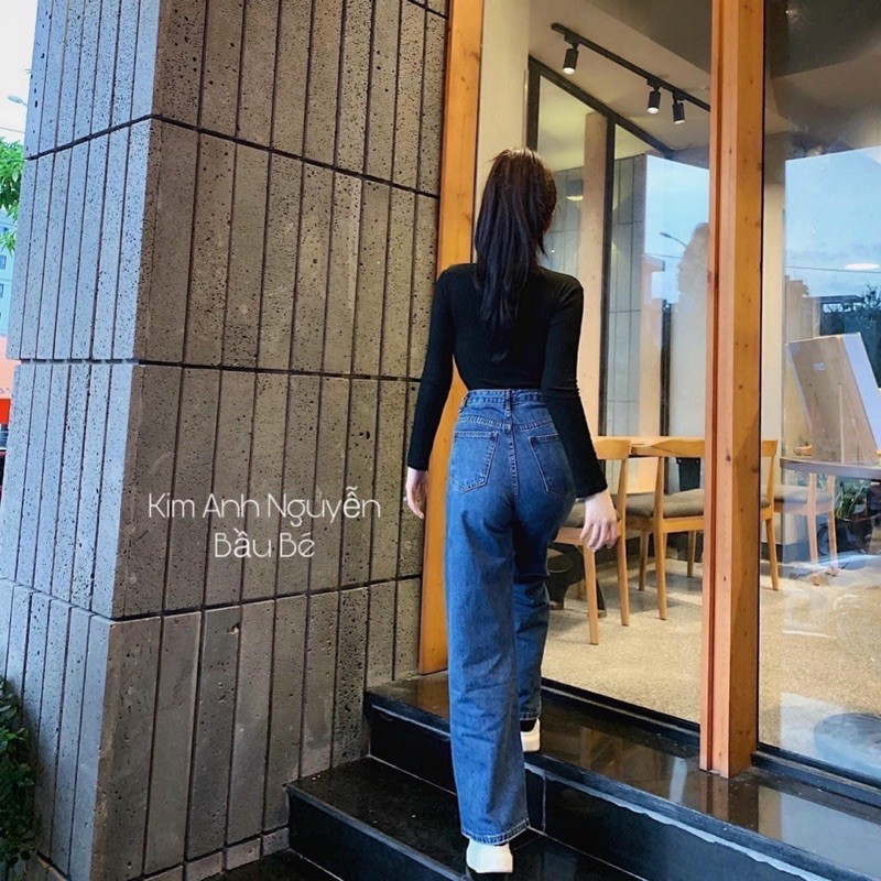 Quần jean ống suông lai cuốn MS4