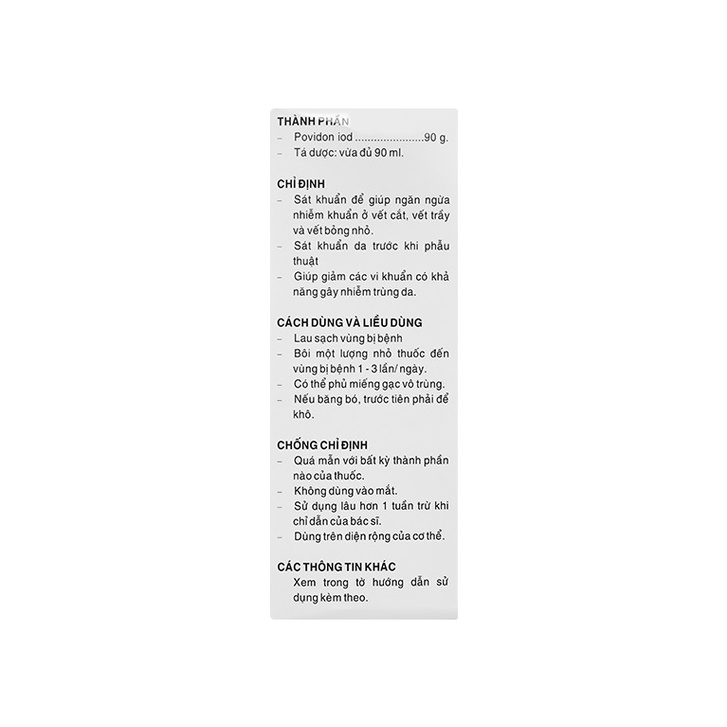 (HCM)Thuốc tím sát trùng Povidine 20ml - Thuốc Povidine 20ml