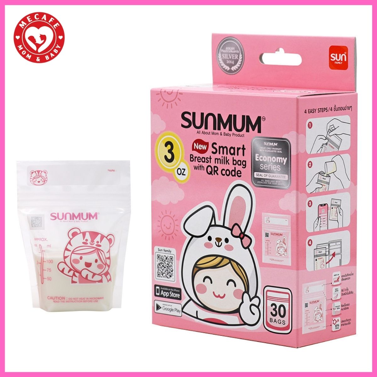 Túi trữ sữa sunmum mini 100ml Thái Lan 3 khoá zip (mẫu mới)