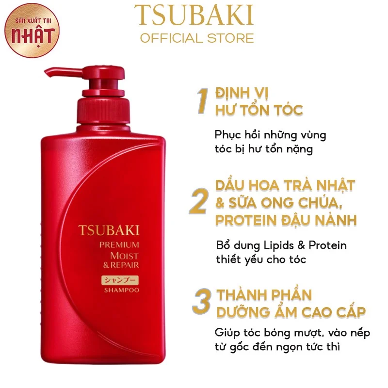 Cặp dầu gội/dầu xả cao cấp Tsubaki Premium Moist (Đỏ)