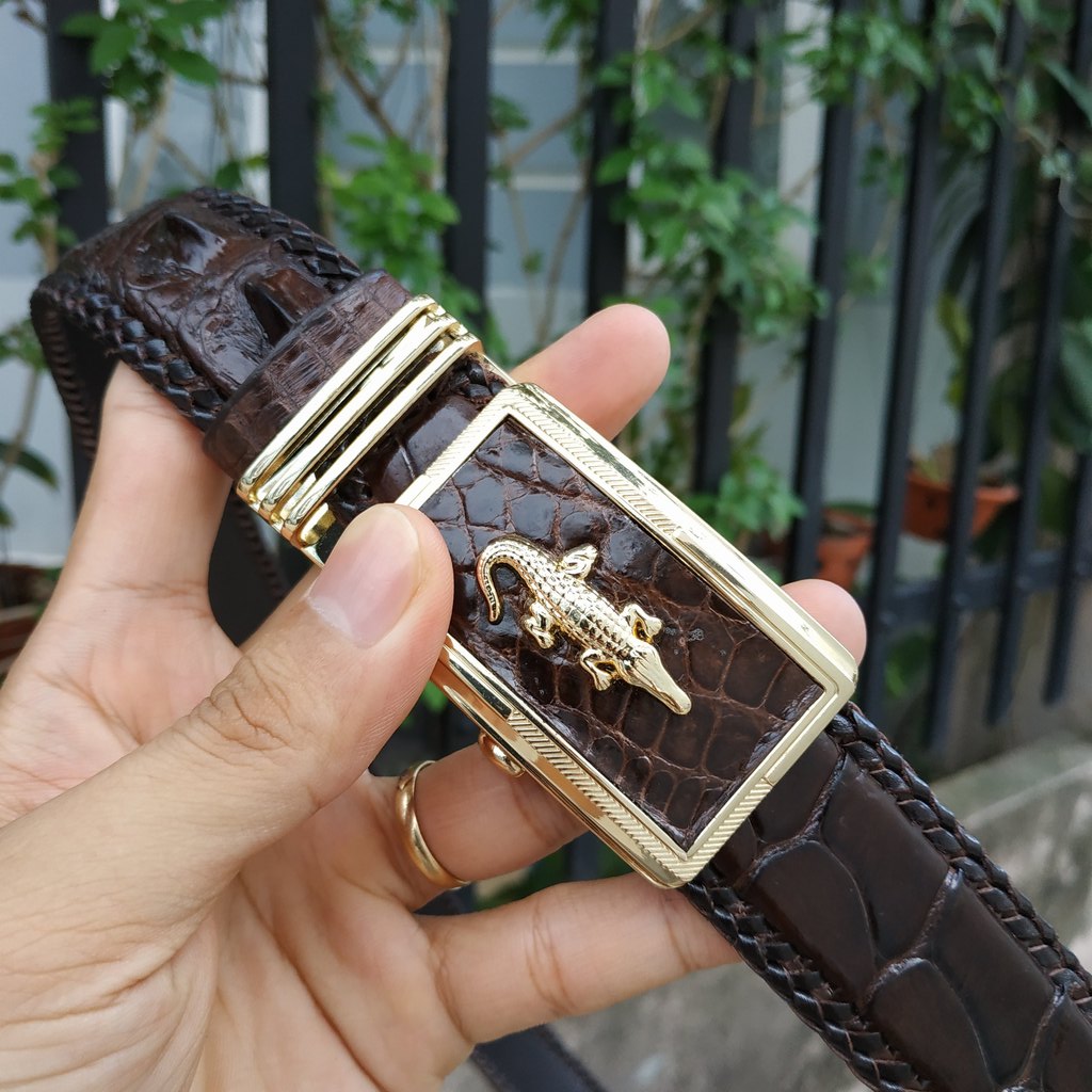 [FREE SHIP] Thắt Lưng Nam Da Cá Sấu [DÂY LIỀN ĐAN VIỀN THỦ CÔNG RẤT ĐẸP]