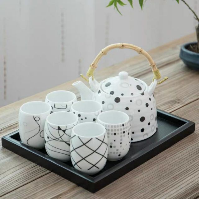 [HÀNG CAO CẤP] Combo bộ ấm chén gốm sứ kèm khay gỗ, hàng đẹp độc lạ