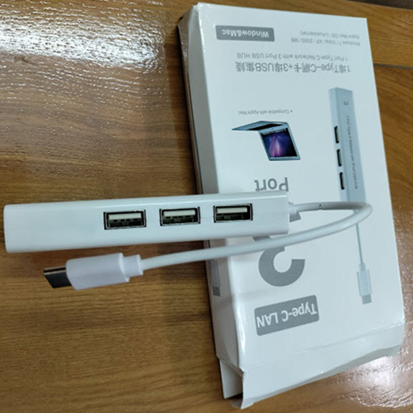 Cáp chuyển đổi USB type-C ra 3 cổng USb và cổng Lan RJ45
