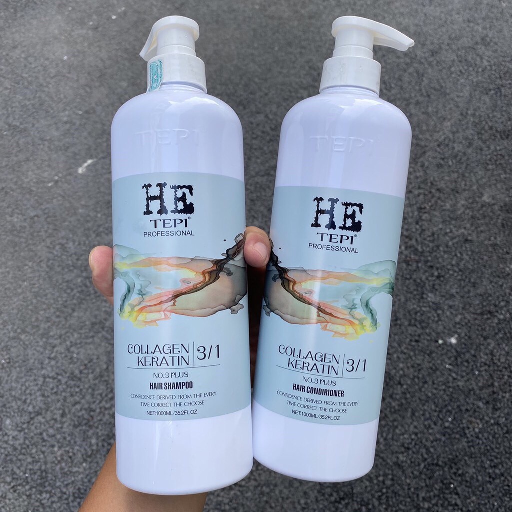 HETEPI Collagen Keratin No3 shampoo and conditioner set 3 in 1 super smooth hair restoration 1000mlx2