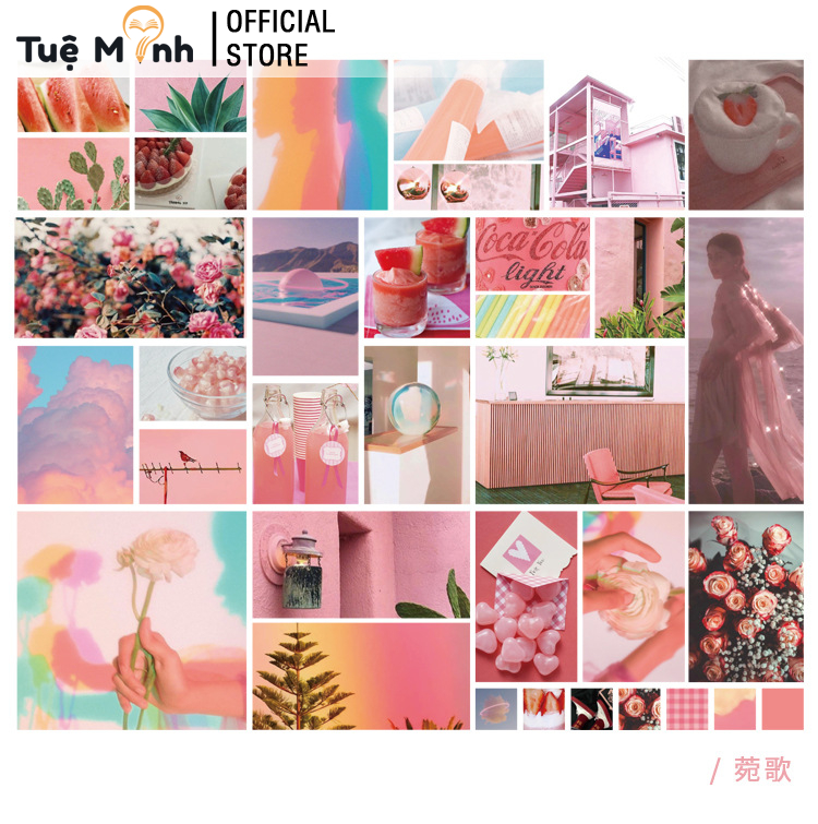 Bộ 70 Sticker Ảnh Dán Postcard Retro Trang Trí Sổ Bullet Journal VPP TUEMINH, Album Sti02 Nhiều Màu Sắc- VPP Tuệ Minh