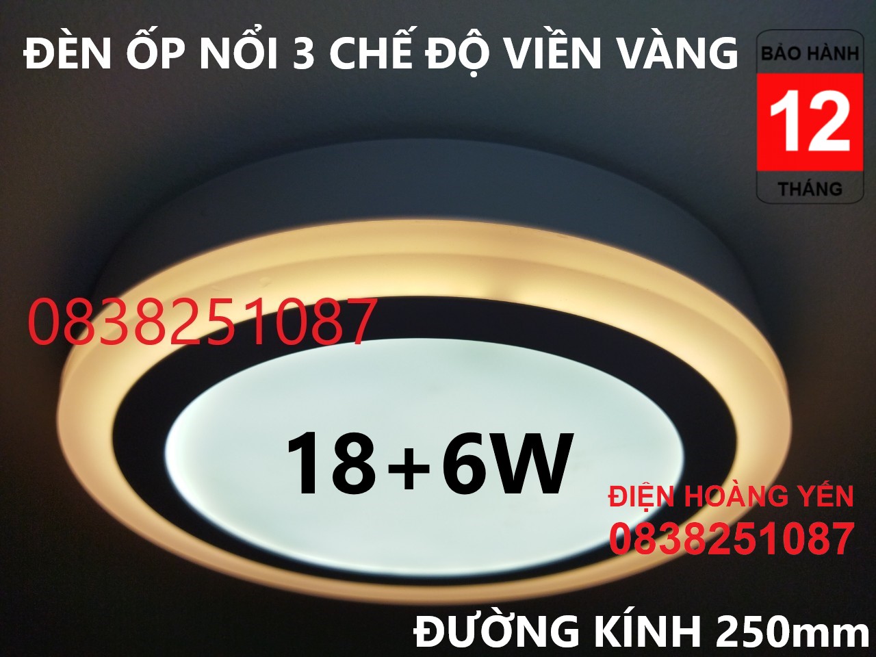 [HCM]Đèn led nổi ốp trần 24w tròn 2 màu 3 chế độ ánh sáng trắng vàng  tạo nên một không gian sang trọng hiện đại cho ngôi nhà N24TVV