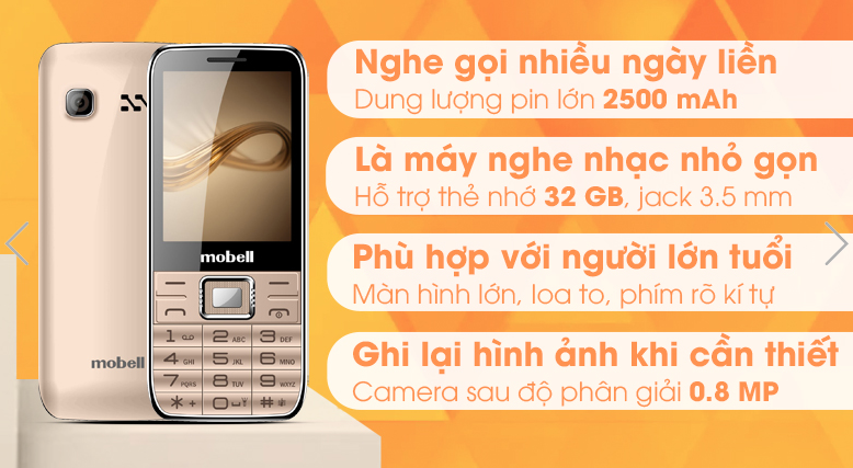 Điện thoại Mobell M529i (Chính hãng - bảo hành 12 tháng)