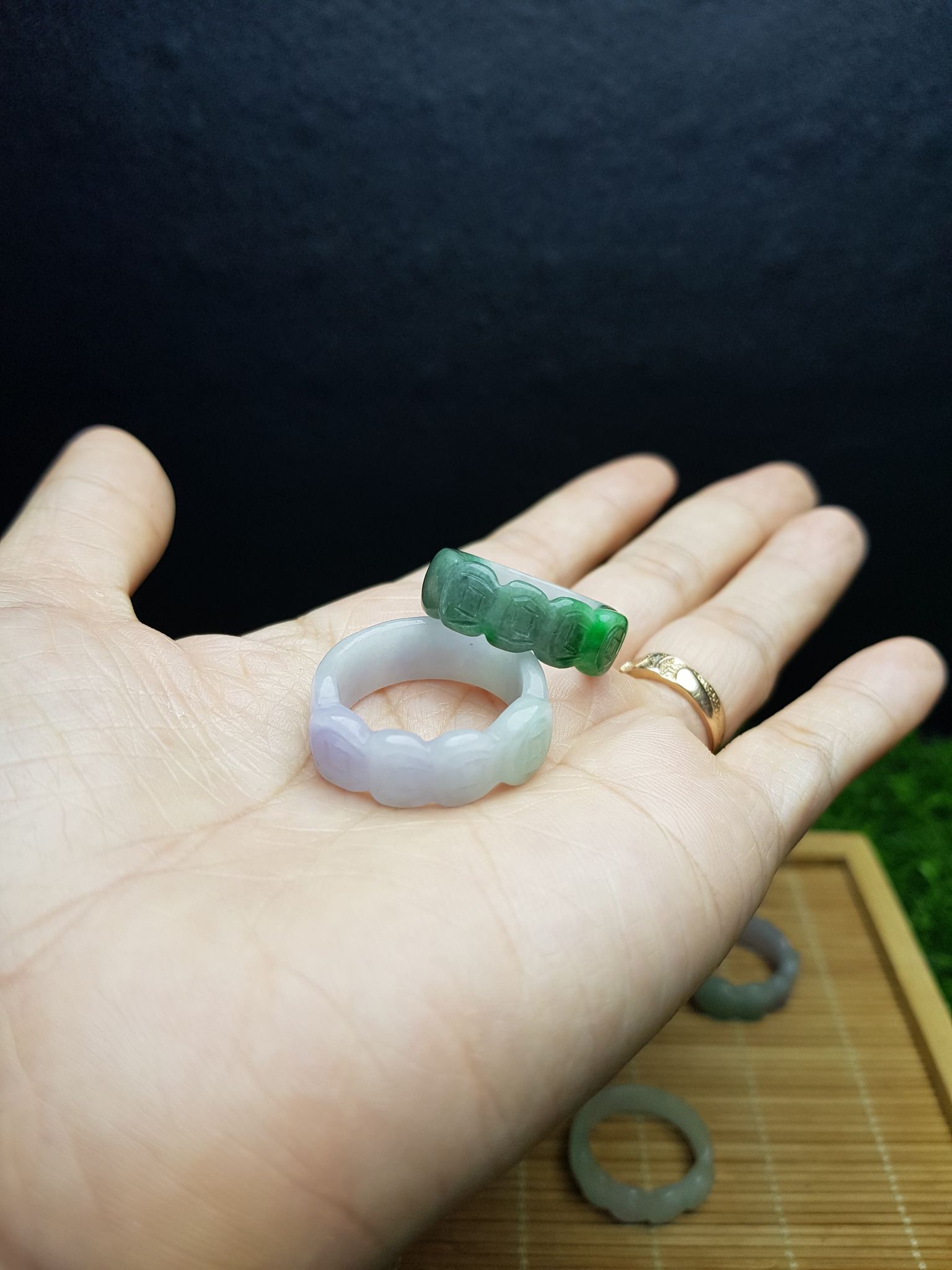 Nhẫn Kim Tiền Đá Cẩm Thạch