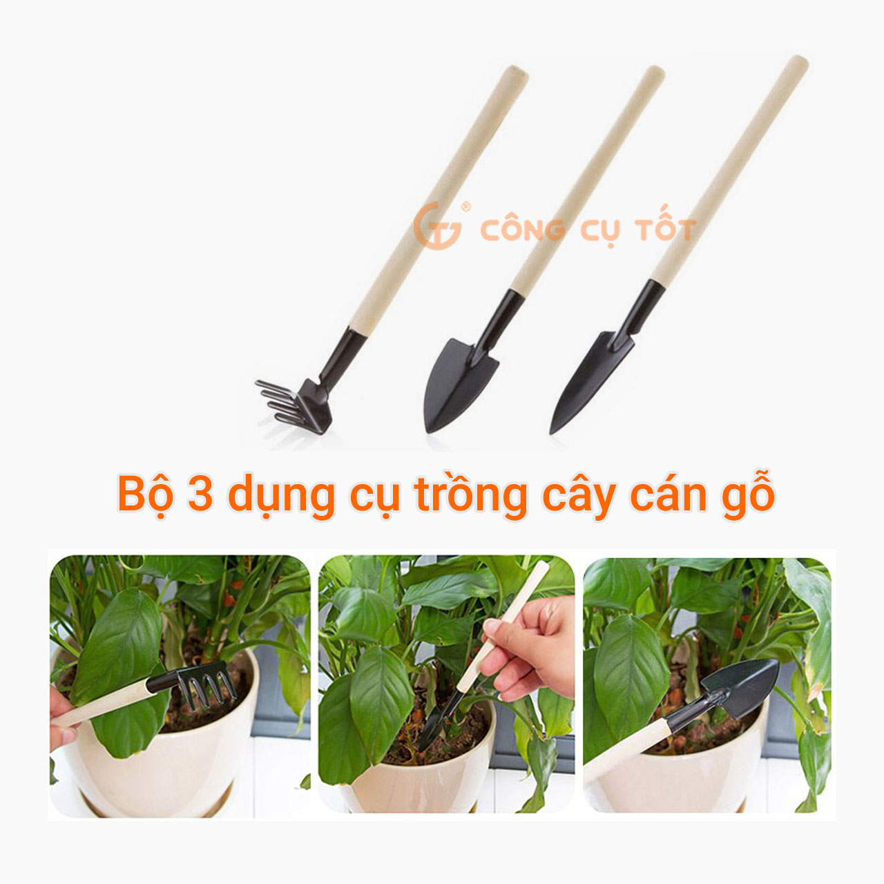 Bộ cuốc xẻng 3 món mini trồng cây cảnh