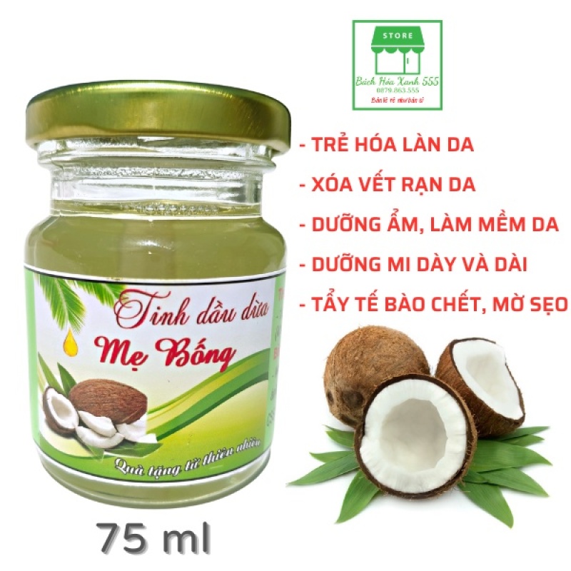 Dầu Dừa NGUYÊN CHẤT, Dầu Dừa Bến Tre làm thủ công giúp DƯỠNG DA ,DƯỠNG TÓC... - CỰC THƠM - 75ML nhập khẩu