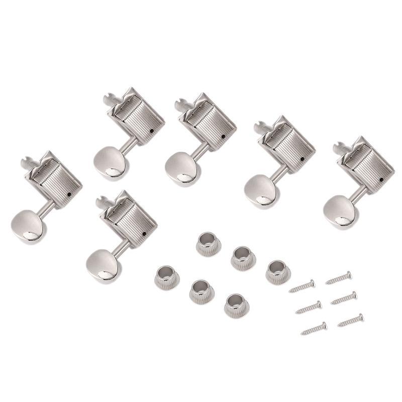 Locking Vintage Acoustic Guitar Oval Knob 6-In-Line Tuners String Tuning Pegs Guitar Tuners Knobs