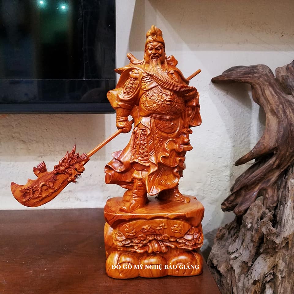 Tượng quan công quan vân trường gỗ hương cao 30cm