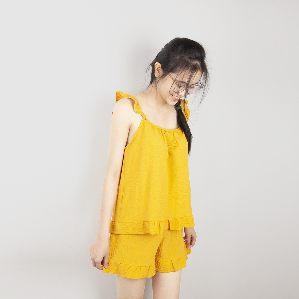 Bộ đũi nữ mặc ngủ 2 dây quần đùi dễ thương