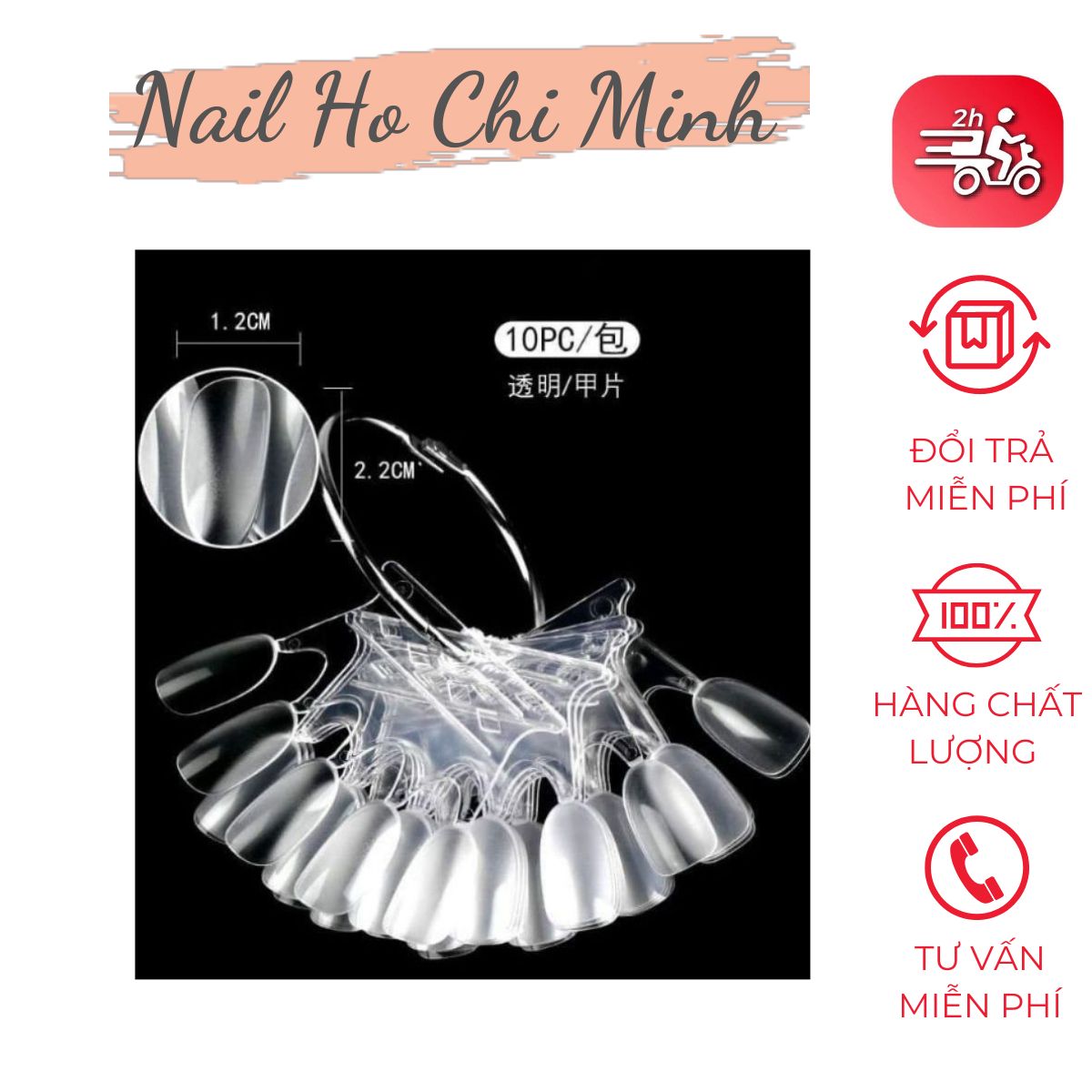 [HCM]Móng mẫu vương miện tập sơn tập vẽ 1 bịch 10 vỉ 50 móng loại tốt kèm móc treo