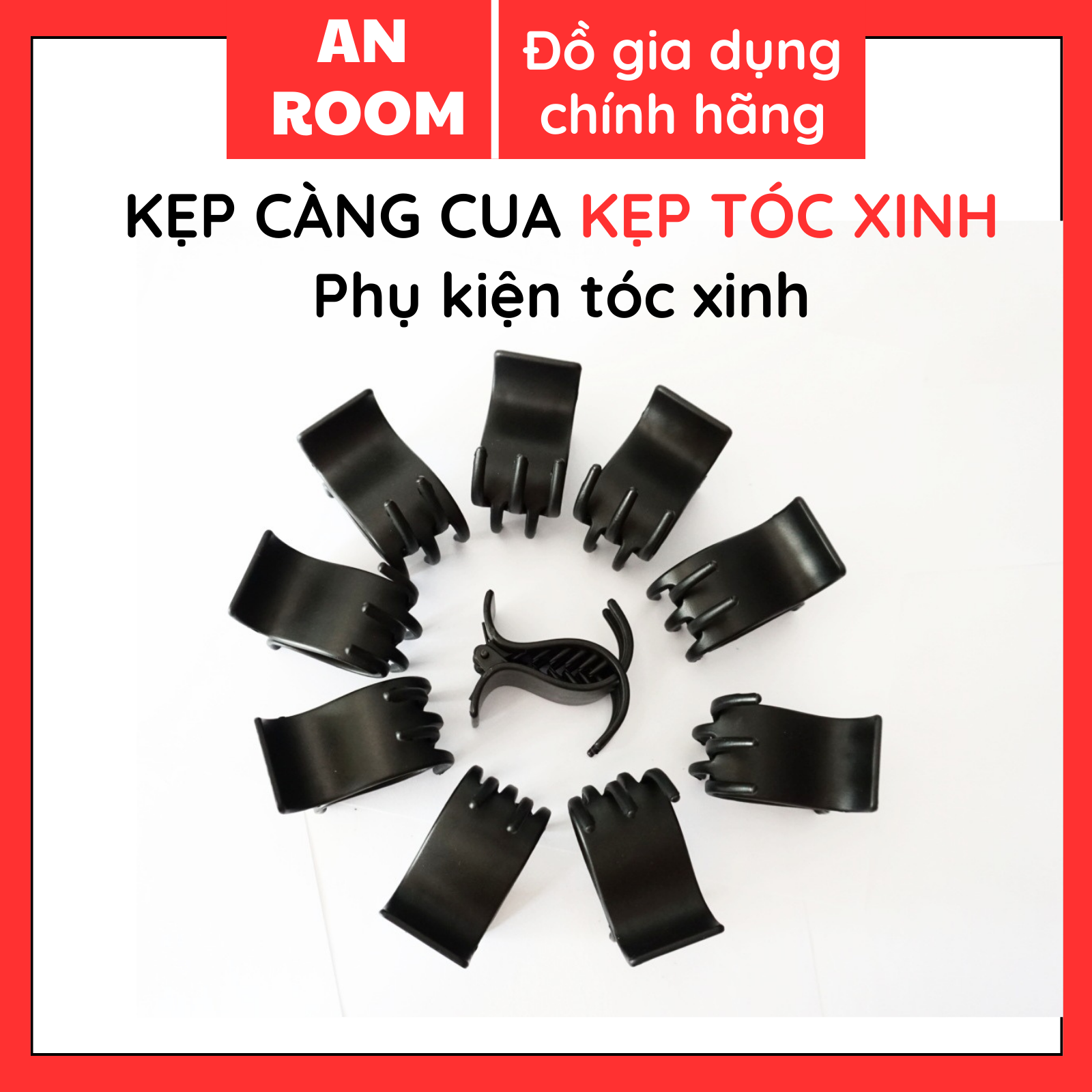 Kẹp tóc càng cua trơn 3 răng màu đơn giản