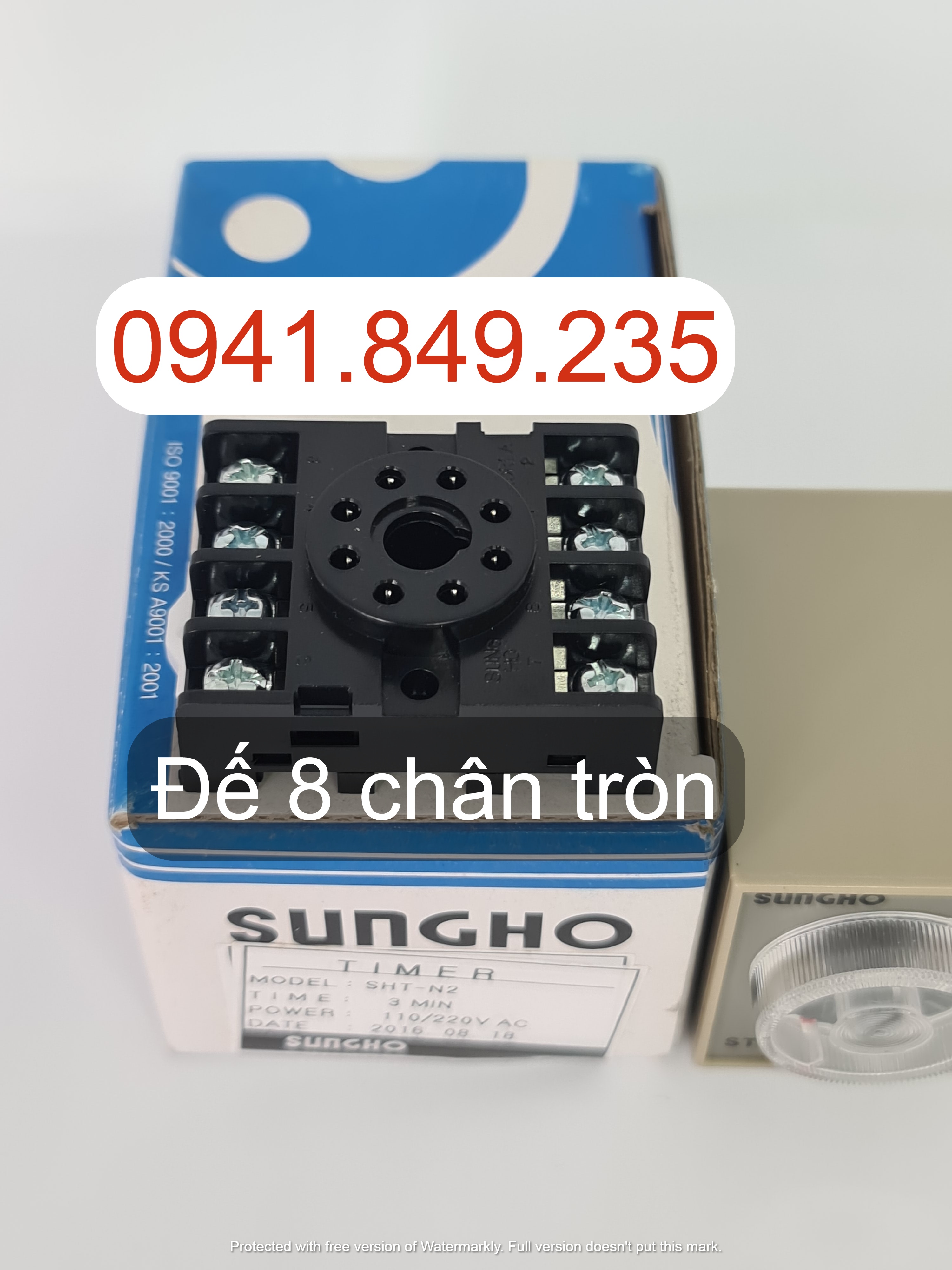 Đế Rơ Le Thời Gian Sungho - Sungho Timer Socket - Đế relay SH-RS-8 (8 Chân tròn)