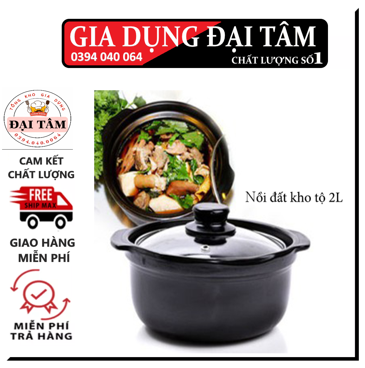 Nồi đất nắp kính - nồi đất kho cá nhiều dung tích 0.6l, 1l, 1.5l, 2l