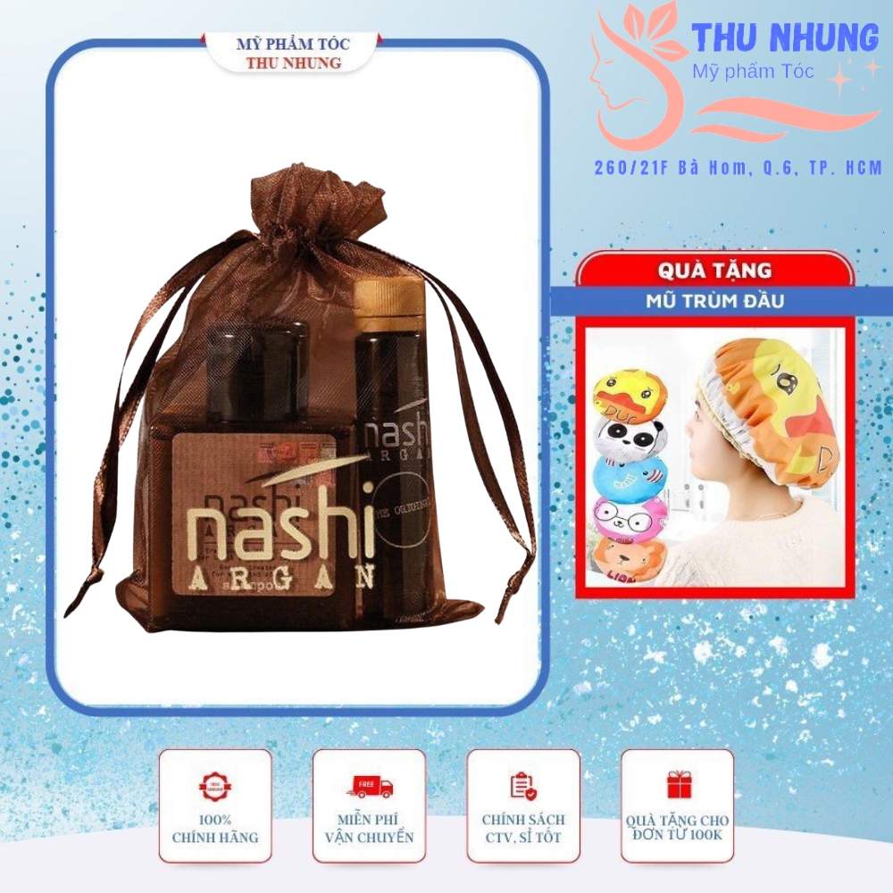 [+Tặng mũ trùm][HCM]Bộ Kit Du Lịch Nashi Argan ( Gội 30ml + Xả 30ml + Tinh dầu 5ml)