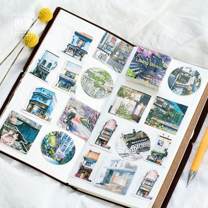 Set 45 sticker dán trang trí họa tiết xinh xắn E89
