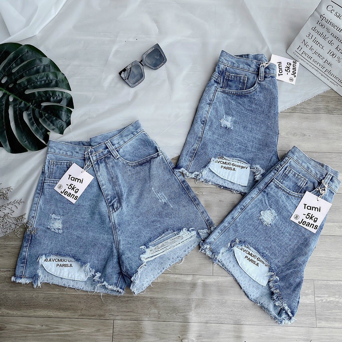 [HCM]QuầN Short Jean Nữ Rách Siêu Chất In Chữ Xinh XắnHàng VNXK bao Đẹp-JT
