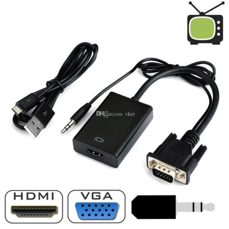 Bảng giá VGA TO HDMI Dây chuyển đổi từ VGA sang HDMI có âm thanh Chất lượng Full HD 1080P Bộ chuyển đổi từ VGA sang HDMI - VGA TO HDMI Phong Vũ