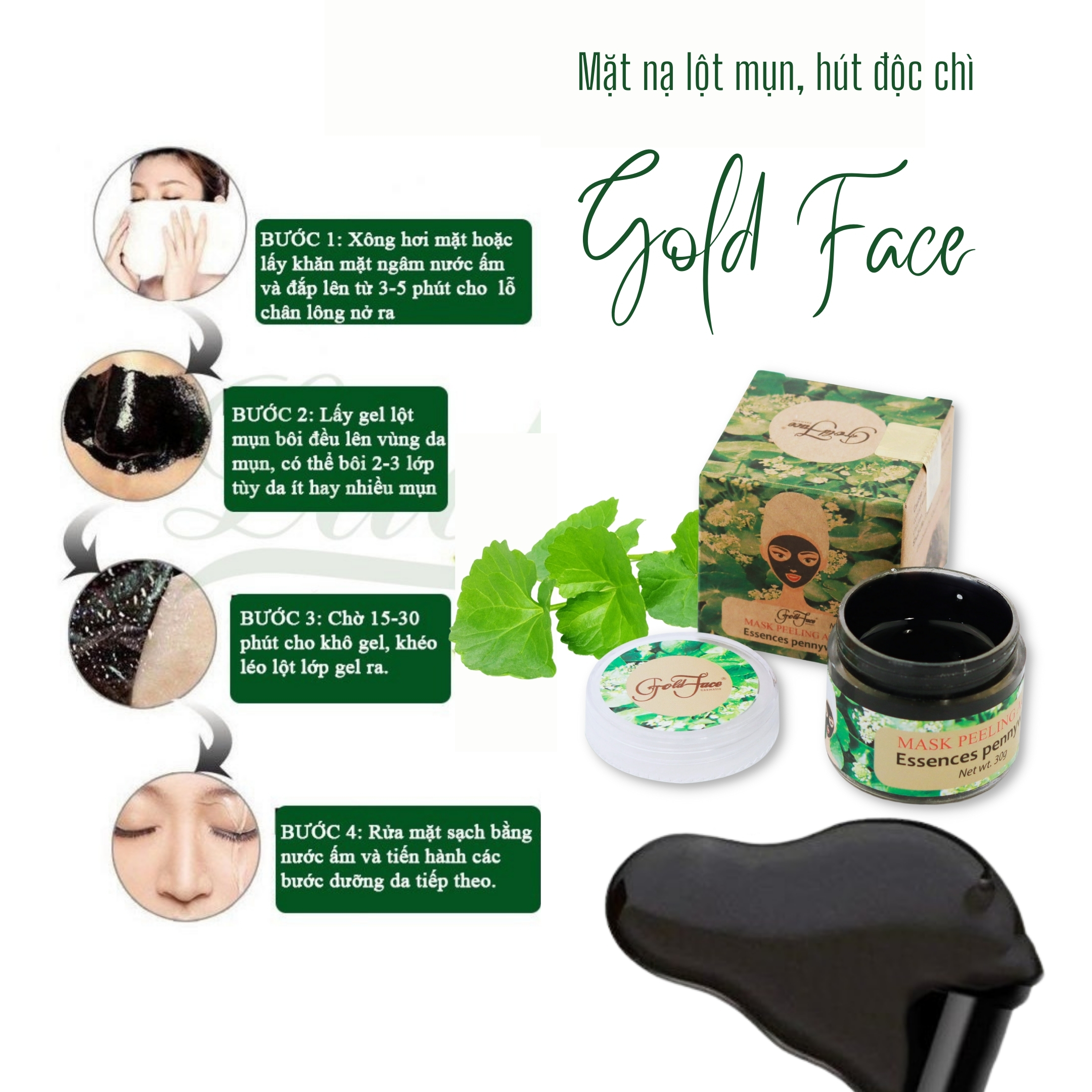 Mặt nạ lột mụn hút độc chì Gold Face 30G
