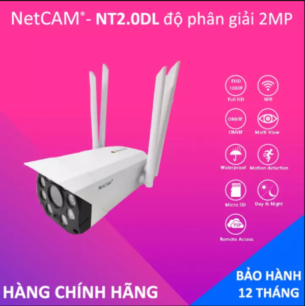 [HCM]Camera Giám Sát IP Wifi Ngoài Trời NETCAM NT2.0DL / NT3.0DL (độ phân giải 2MP / 3.0MP) - Hãng Phân Phối Chính Thức