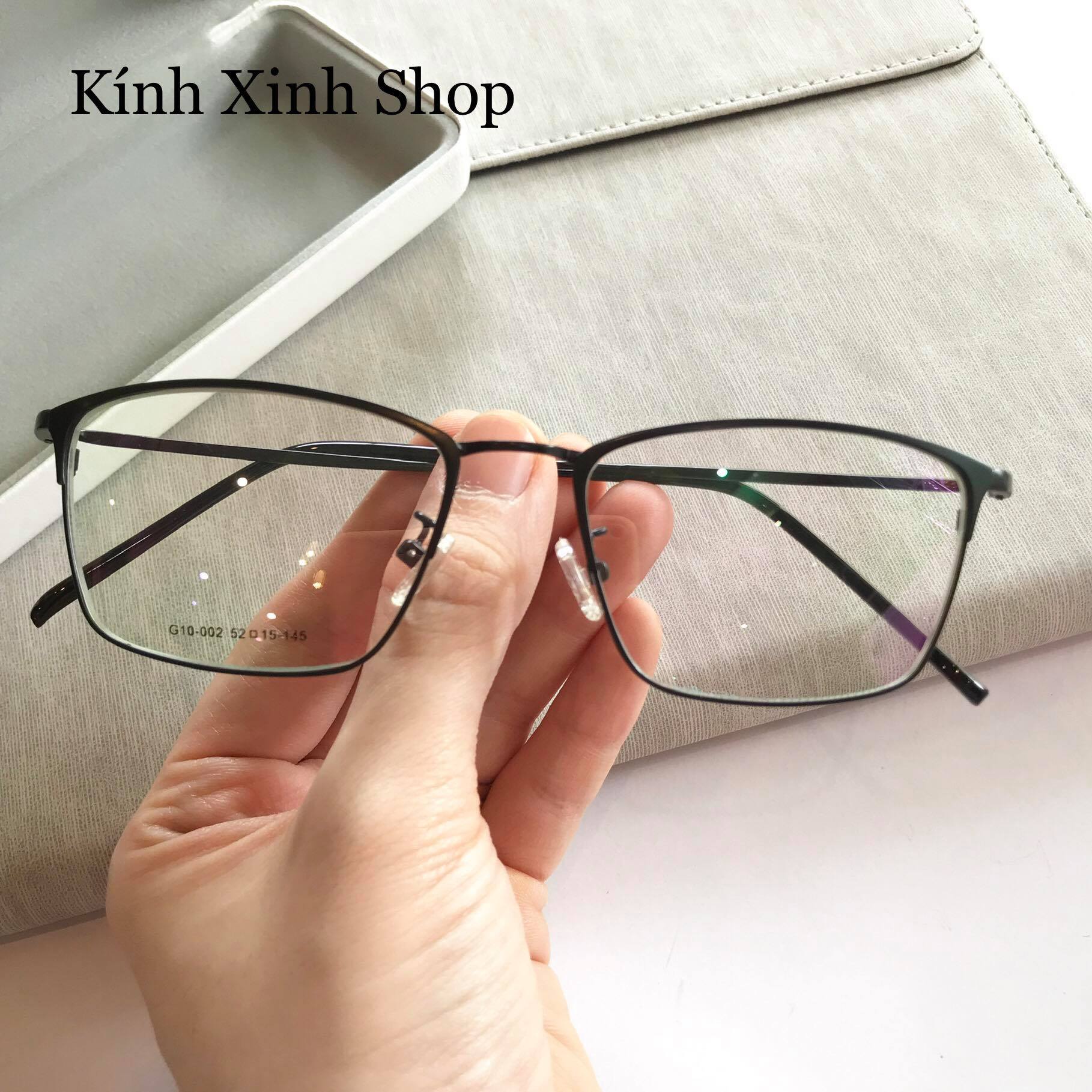 Kính Gọng Mắt Vuông Nhỏ Kim Loại Mảnh Nhẹ Tròng Chống Bức Xạ Chống Ánh Sáng Xanh Cho Nam Và Nữ