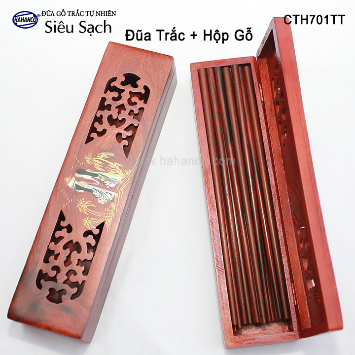 Đũa tròn gỗ Trắc Việt Nam Siêu sạch (10 đôi rất đẹp) gỗ Trắc tự nhiên vân đẹp- kháng khuẩn chống nấm mốc - CTH701TT - Chopstick of HAHANCO
