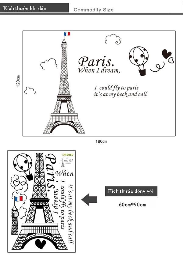 [HCM]DECAL DÁN TƯỜNG THÁP PARIS VÀ CÔ GÁI XE ĐẠP